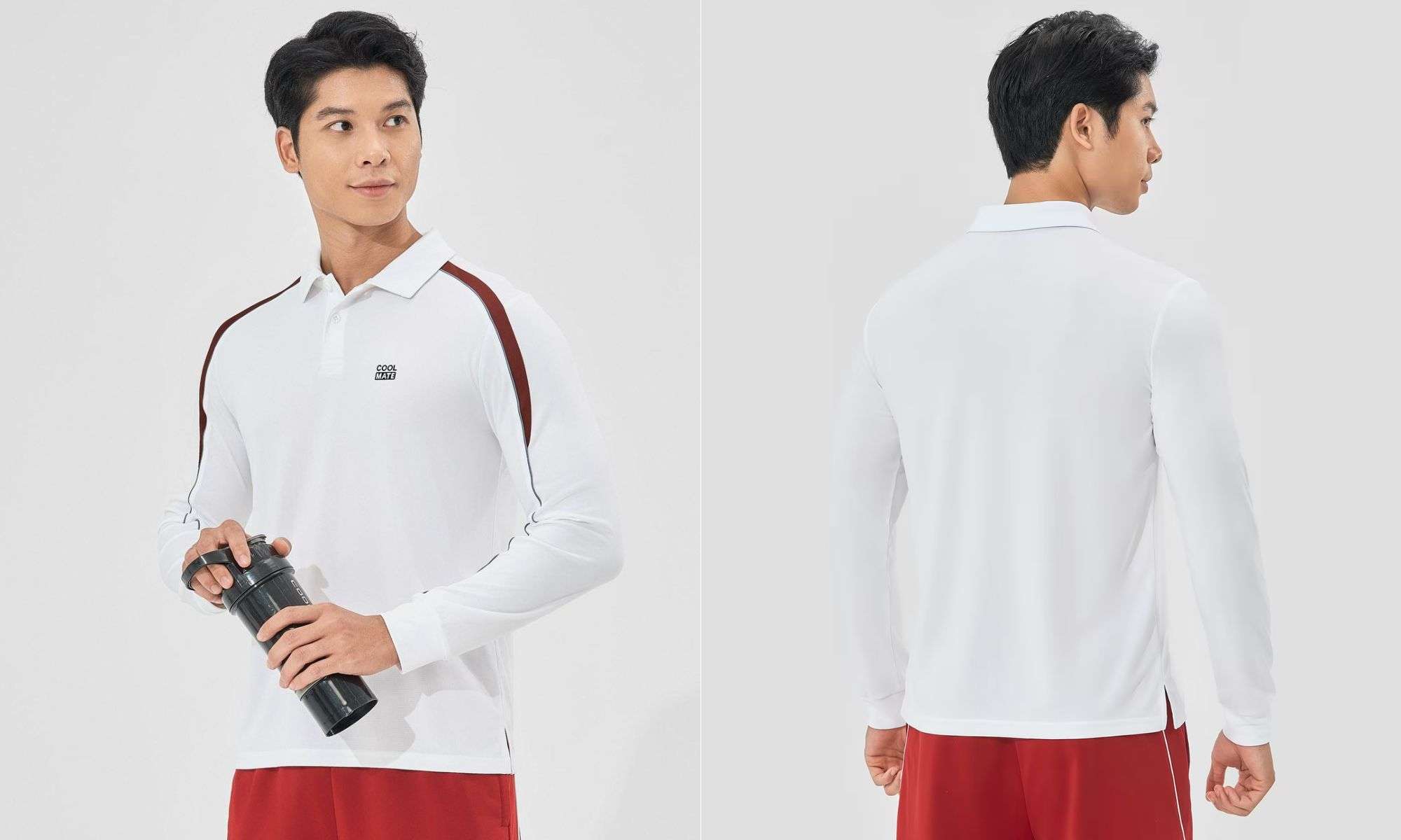 Áo polo trắng dài tay thương hiệu Coolmate