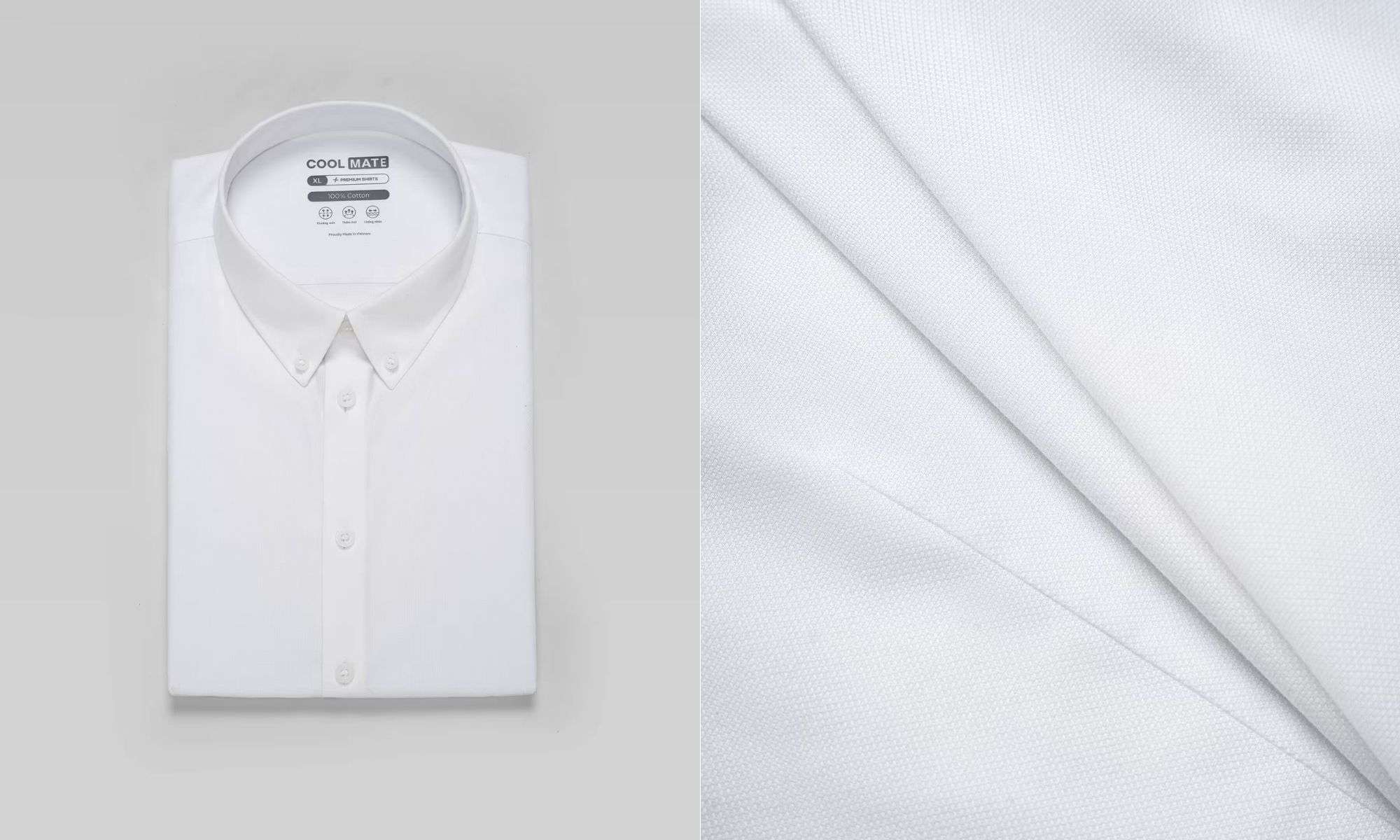 Chất liệu cao cấp làm nên áo sơ mi trắng thương hiệu Coolmate