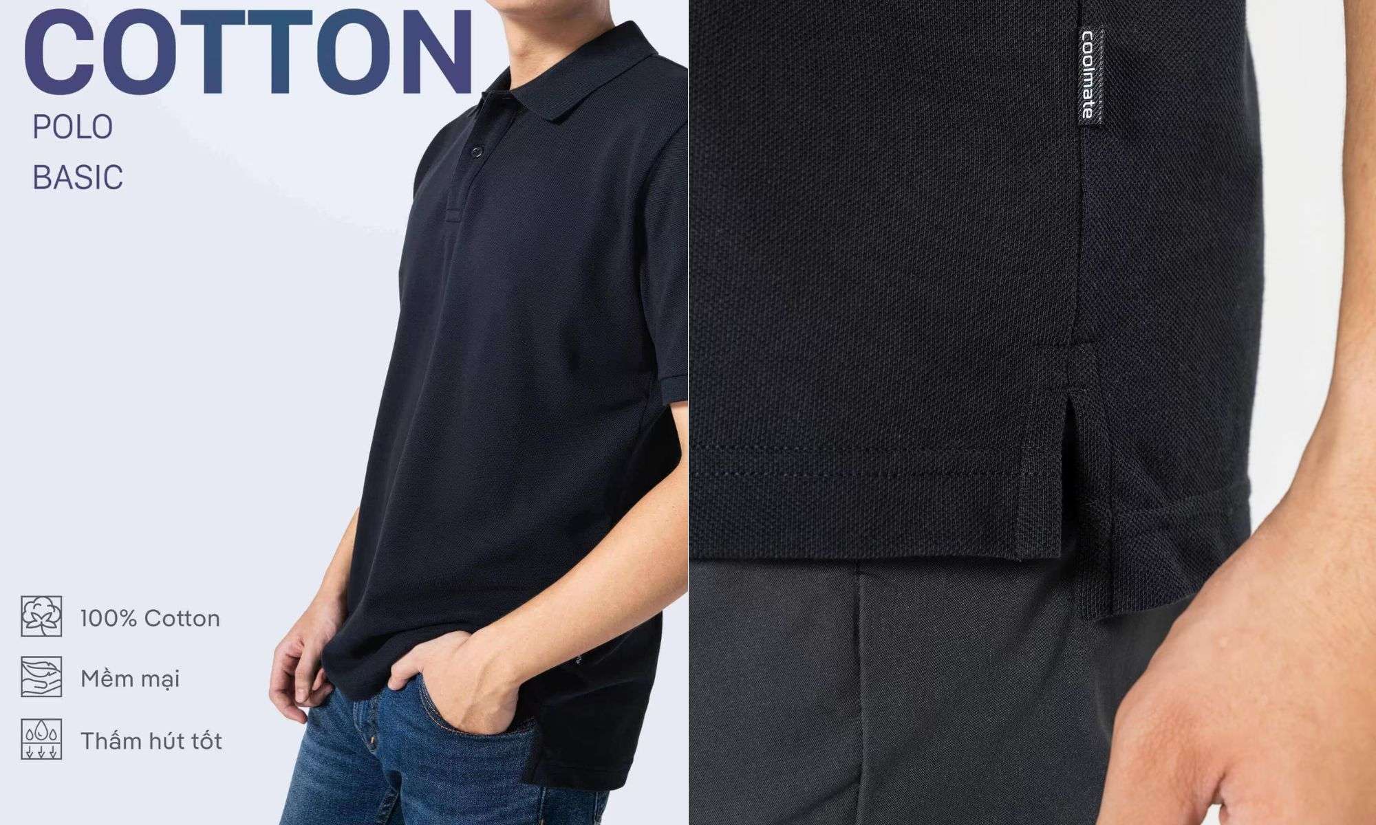 Công nghệ Ex-Dry thấm hút mồ hôi trên áo polo cotton Coolmate