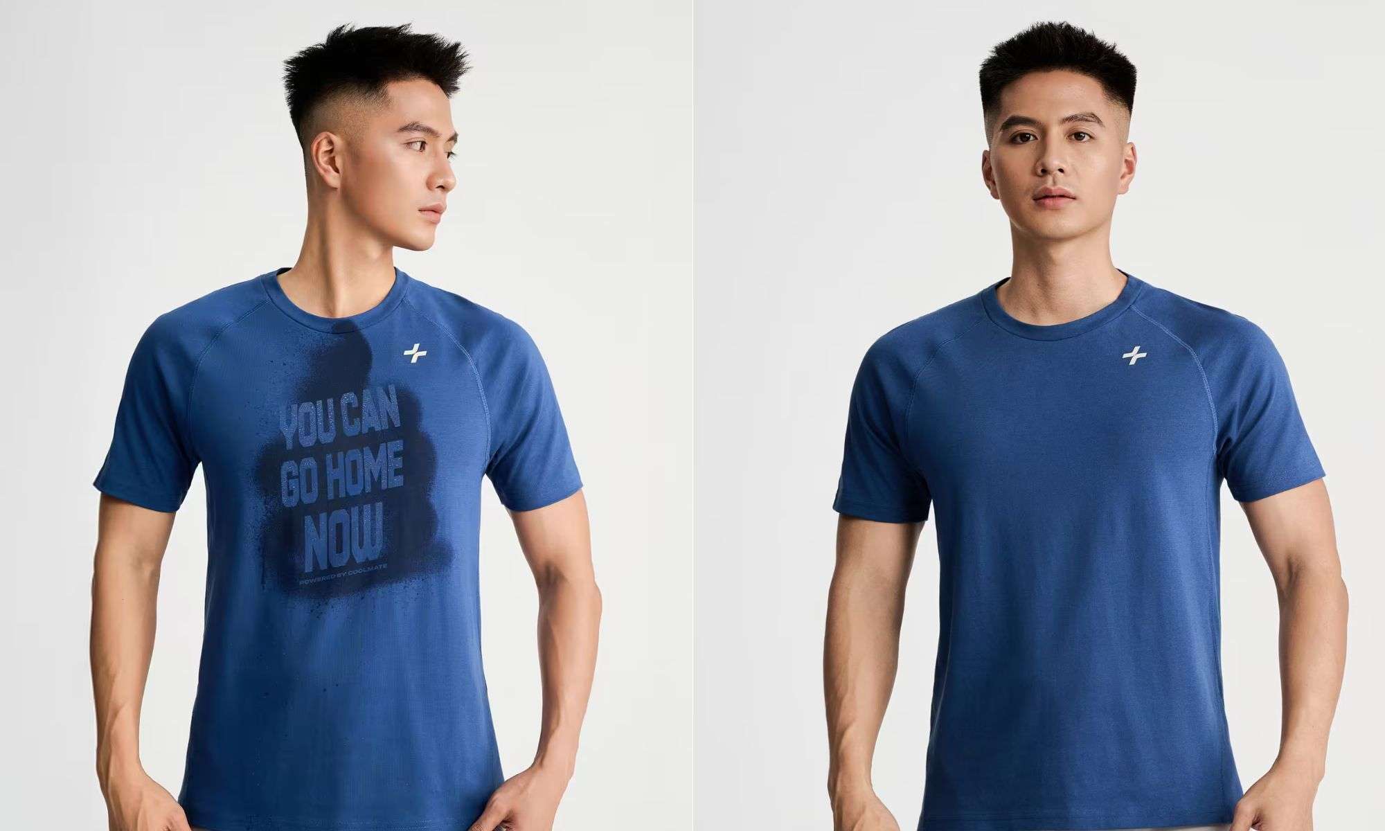 Áo thun xanh dương nam dễ phối đồ cho cánh mày râu