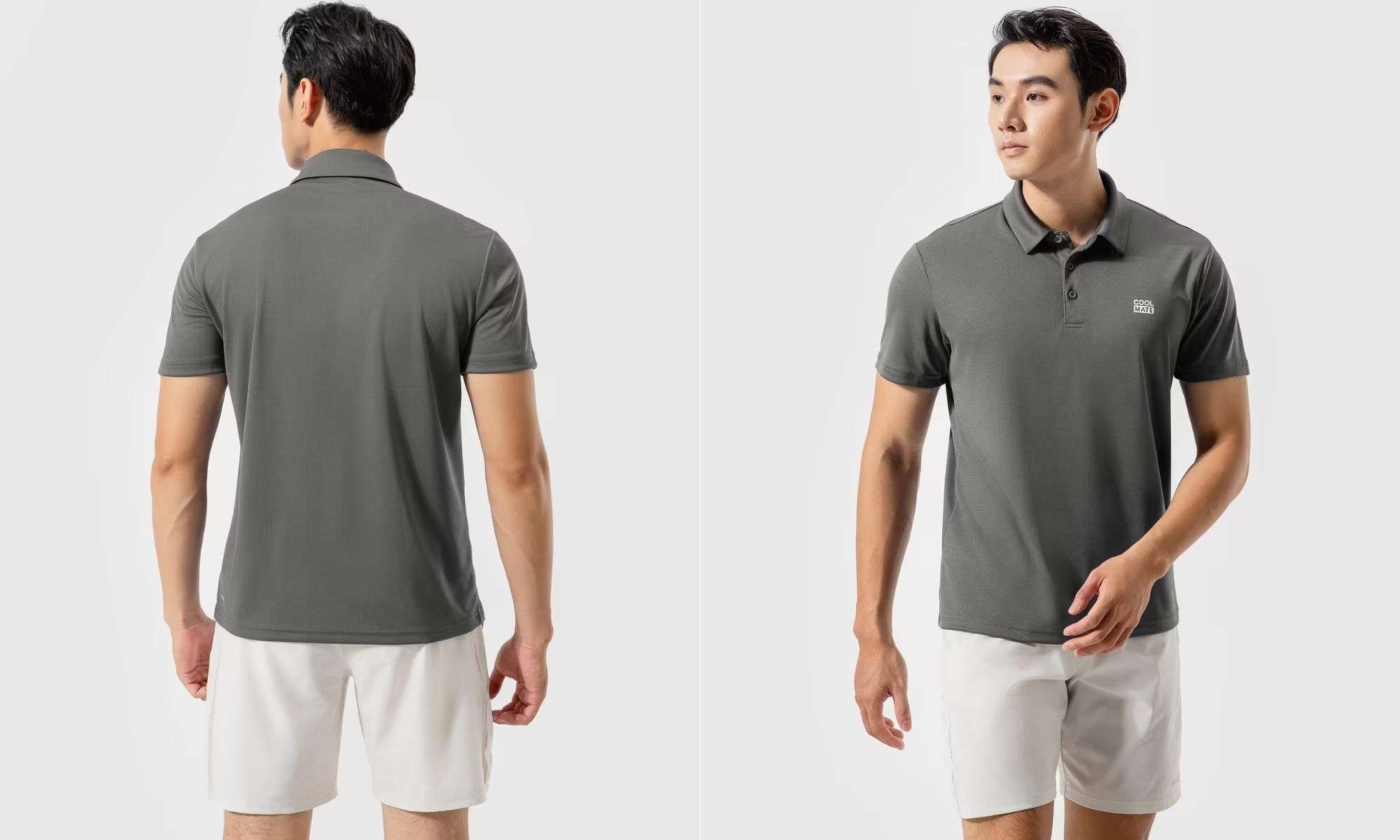 Áo polo xám nam với chất vải mềm mại, thoáng khí được khách hàng đánh giá cao