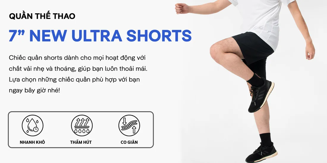 Quần- short- nam -thể -thao- 7" New -Ultra