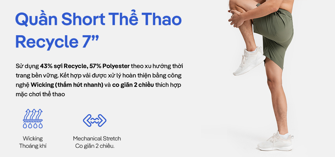 Quần- shorts -nam -thể- thao- Recycle 7"- V2- túi- sau -có -khóa -kéo