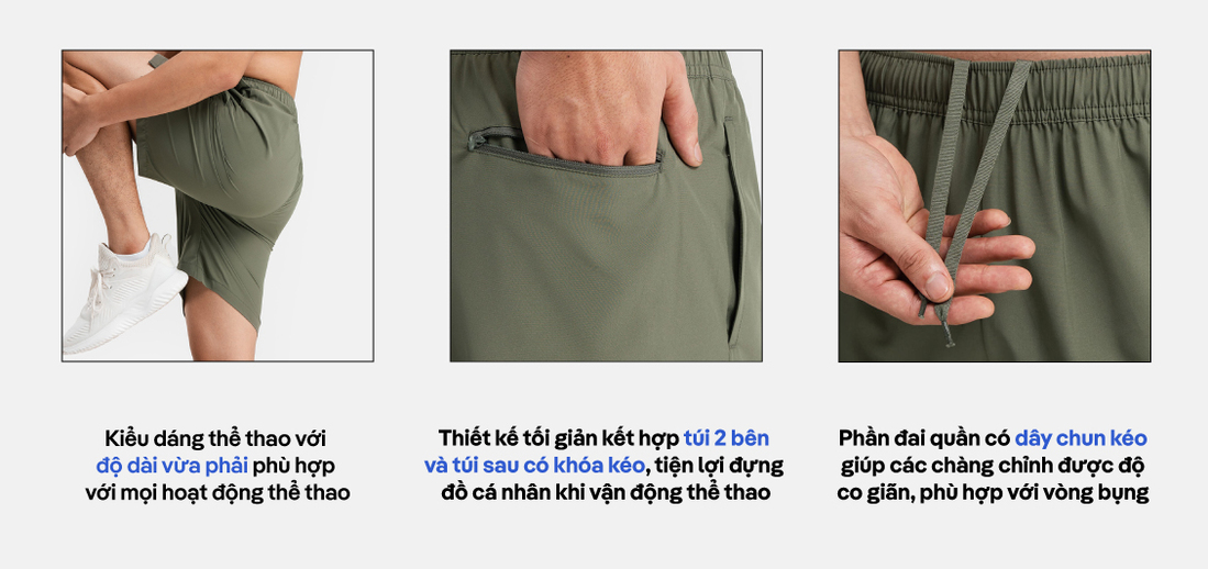 Quần -shorts- nam- thể -thao- Recycle 7"- V2- túi- sau-có khóa kéo)