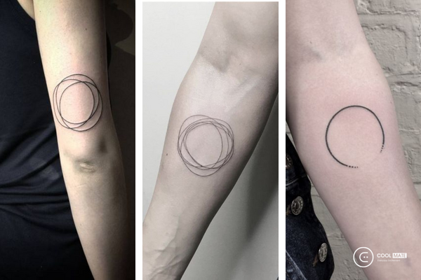 Hình xăm fine line tattoo chủ đề hình tròn