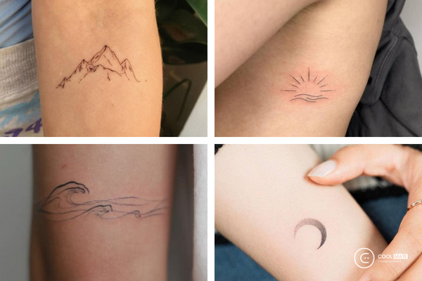 Hình xăm fine line tattoo chủ đề tự nhiên
