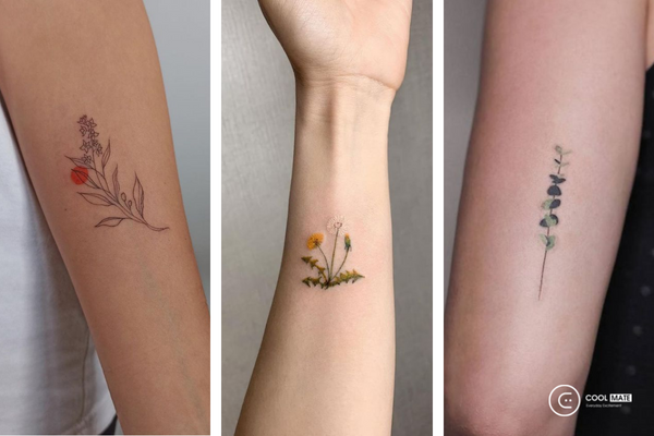 Hình xăm fine line tattoo chủ thể cỏ cây