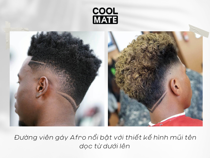 Đường viên gáy Afro nổi bật với thiết kế hình mũi tên dọc từ dưới lên 