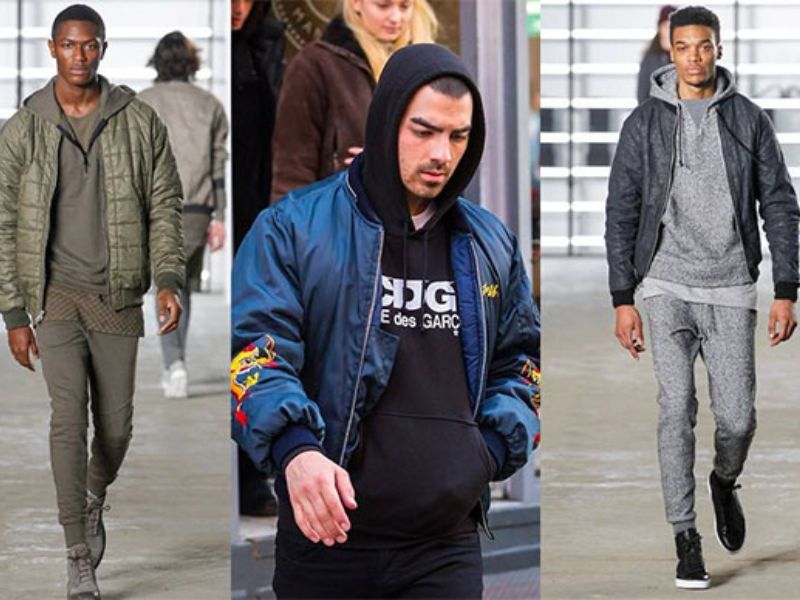 Phối áo hoodie form rộng với áo khoác nam bomber