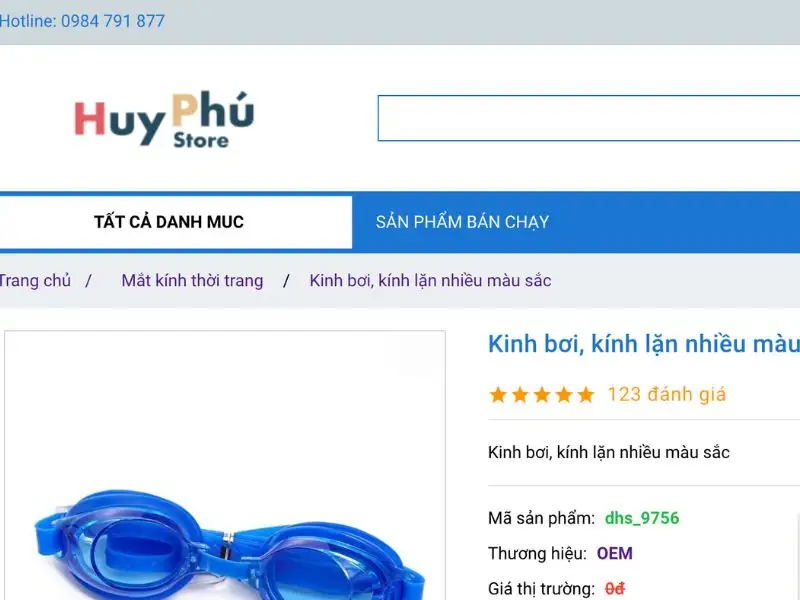 Huy Phú Store - Địa chỉ bán kính bơi ở Đà Nẵng