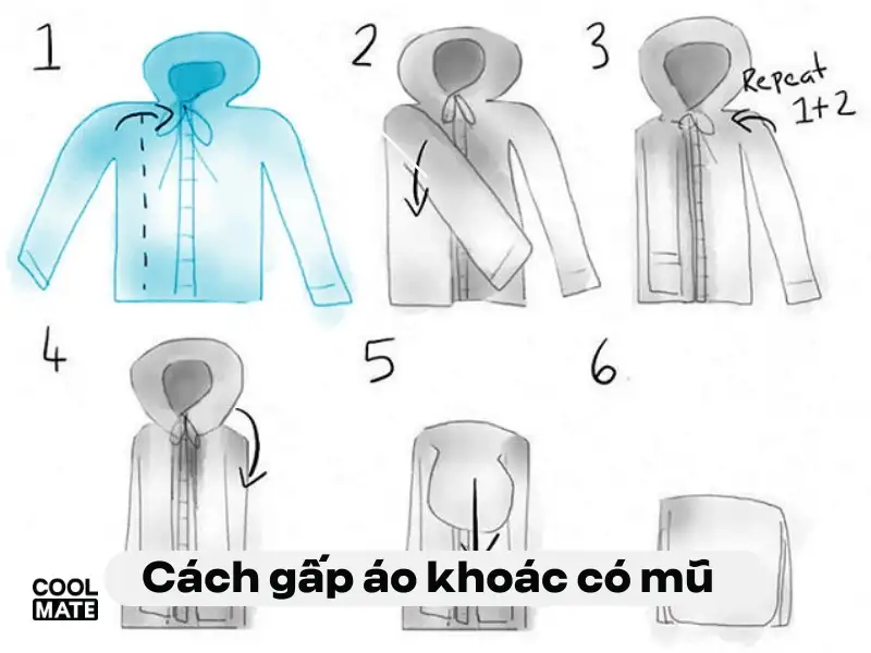 Cách gấp áo khoác có mũ