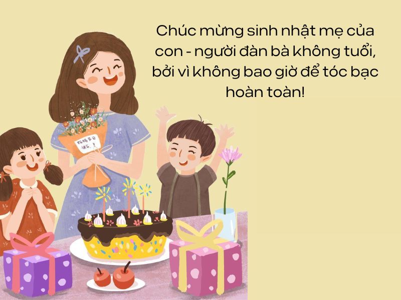 lời chúc hài hước, nhí nhảnh giúp mang đến nụ cười cho mẹ