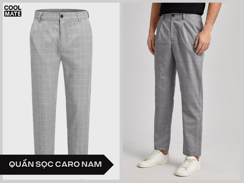 Quần kaki sọc caro nam