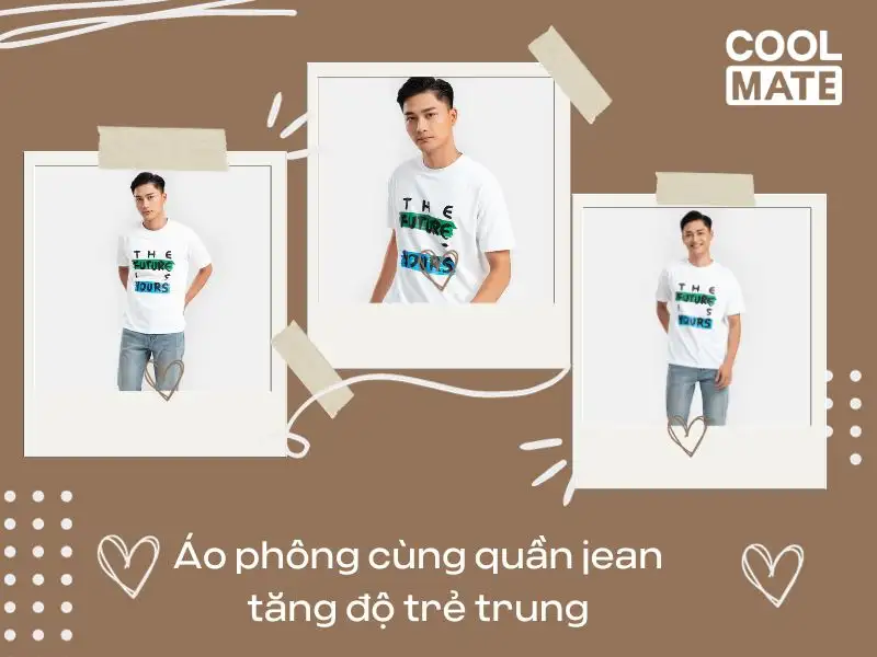 Áo phông cùng quần jean tăng độ trẻ trung