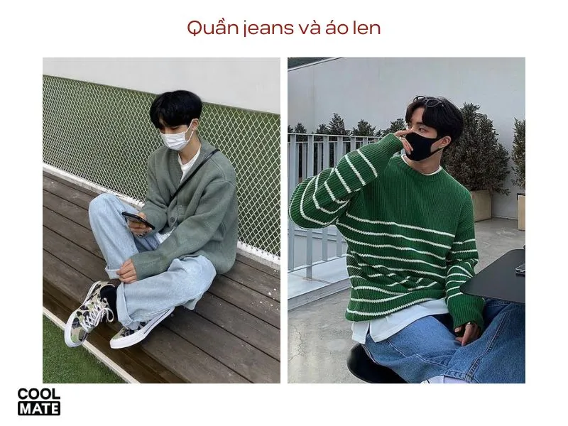 Quần jeans và áo len - Outfit đi chơi Noel