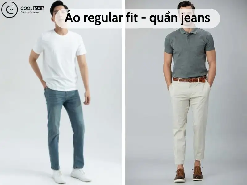 phối áo regular fit với quần jeans