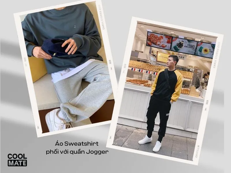 Phối áo Sweatshirt và quần Jogger