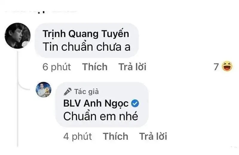 Bài đăng facebook của nhà báo Trương Anh Ngọc với bình luận 'Tin chuẩn chưa anh'