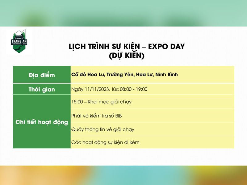 Lịch trình sự kiện ngày 11/11