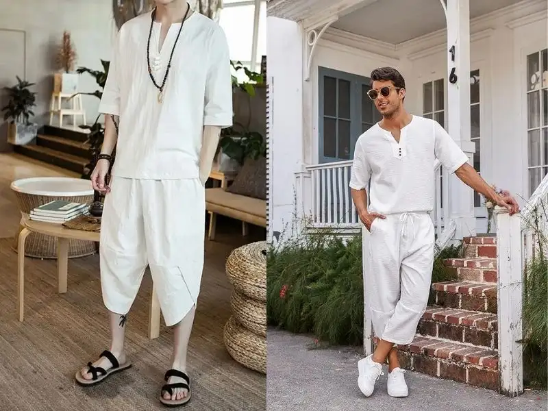 Phối áo đũi nam tay lửng với quần lửng