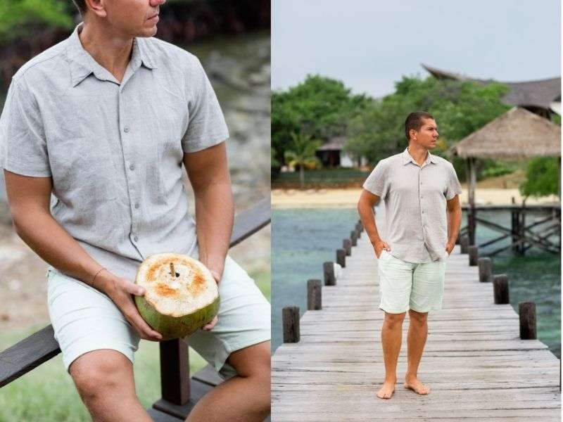 Áo đũi nam với quần short