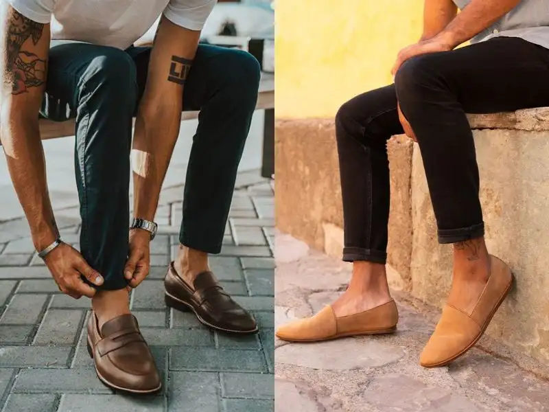 Mix quần bò nam đen tapered-fit với giày Loafer