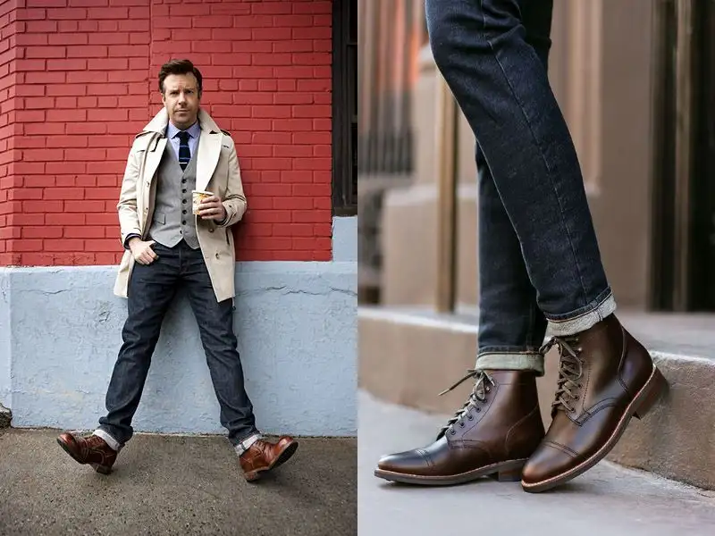 Phối quần bò nam đen Slim-fit với giày Oxford