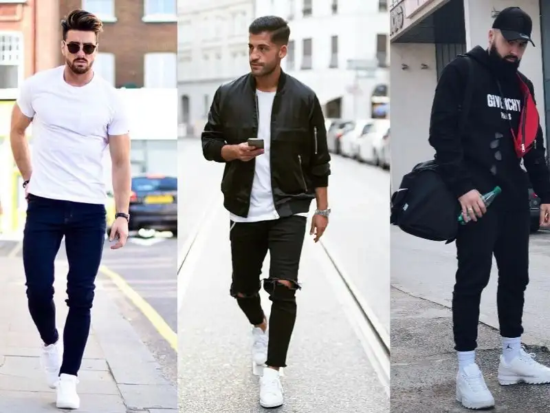 Chọn giày sneakers với quần bò nam đen baggy