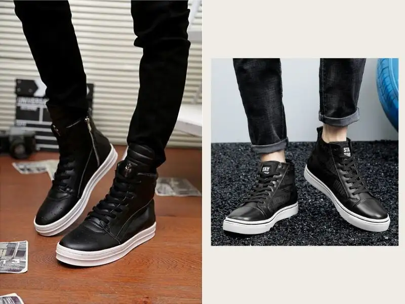 Phối giày cao cổ với quần jeans nam đen 