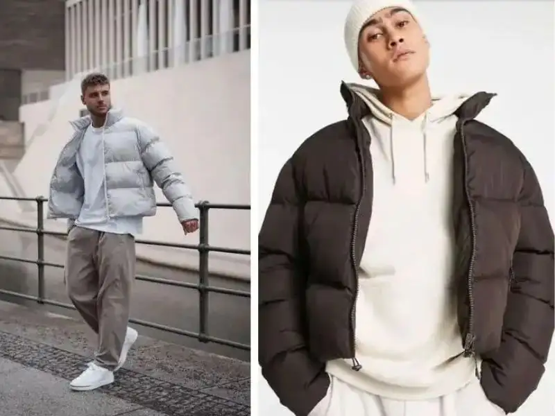  Áo phao + hoodie/ áo len cao cổ + quần suông nhung tăm 