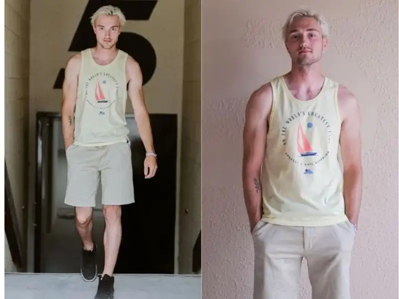 Áo tank top + quần short trẻ trung nam tính