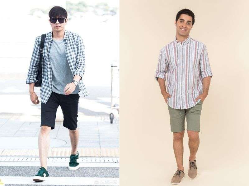 Áo sơ mi caro phối quần short năng động