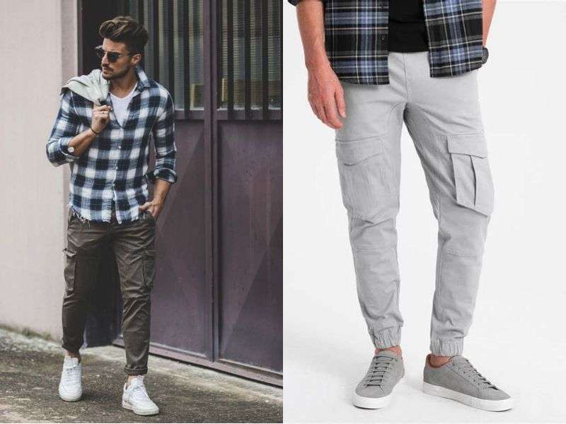 Áo sơ mi caro nam phối với quần jogger