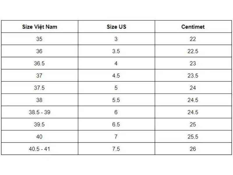  Bảng size giày nam Converse