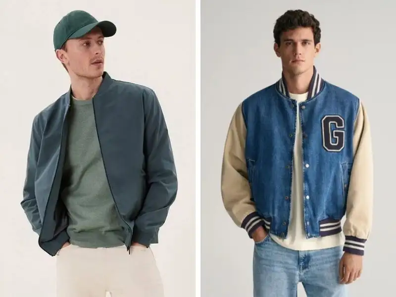 Phân biệt khóa áo của Bomber và Varsity Jacket