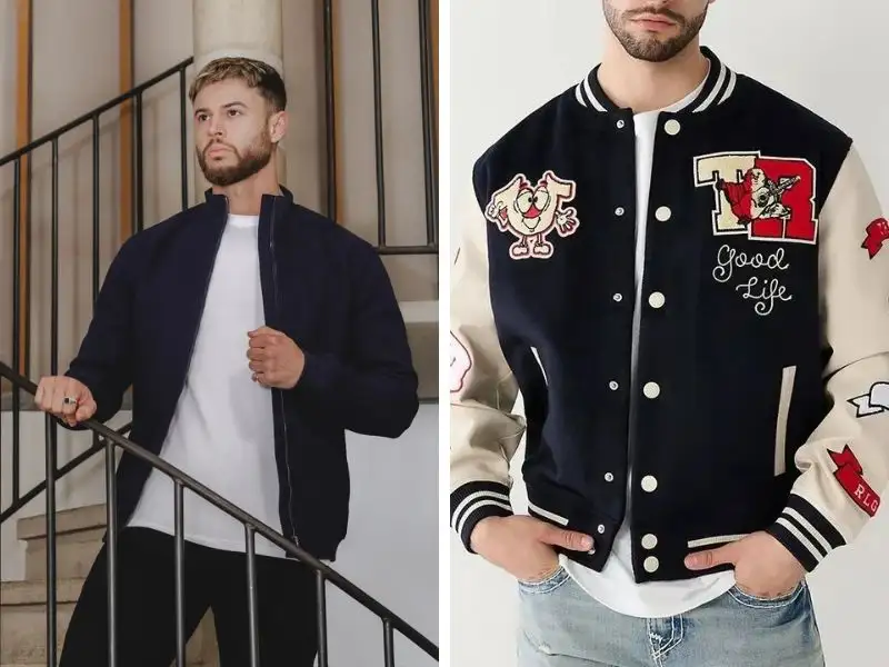 So sánh túi áo của Bomber và Varsity Jacket