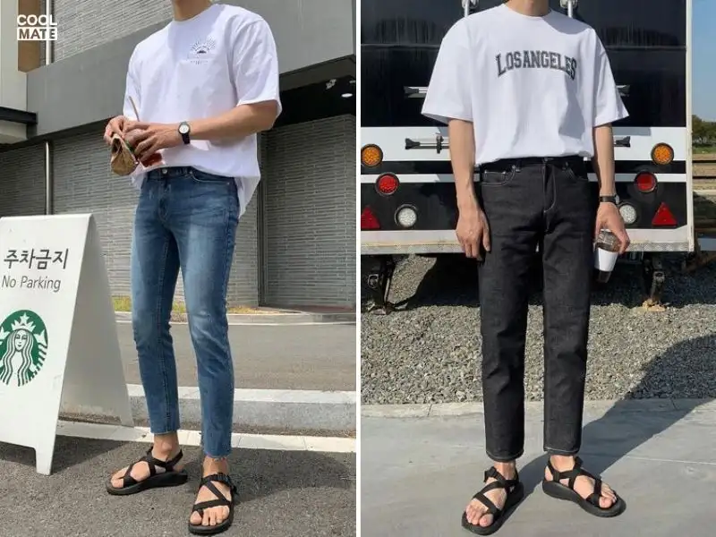 Quần baggy phối sandal dây