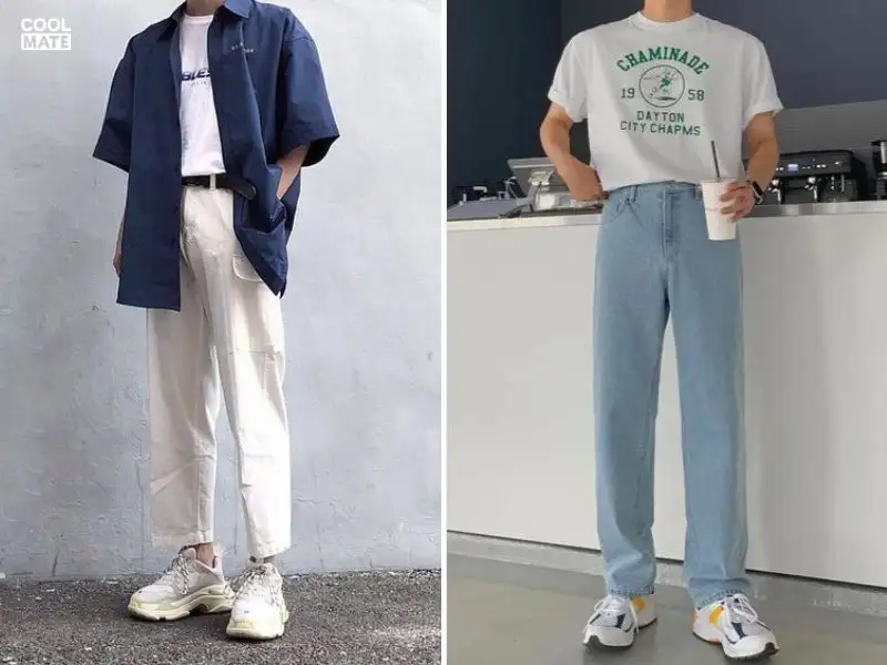 Quần baggy phối giày Chunky Sneakers