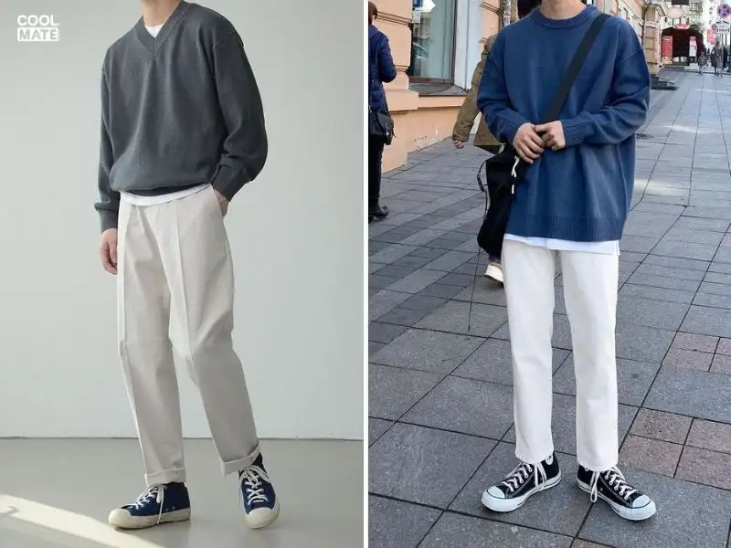 Quần baggy phối giày Converse