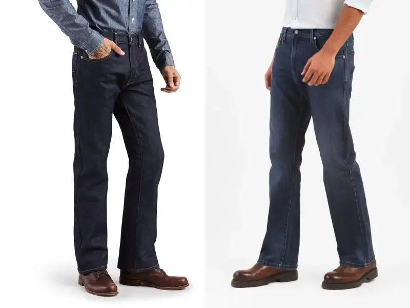 Quần jeans ống loe bootcut phối cùng với giày âu