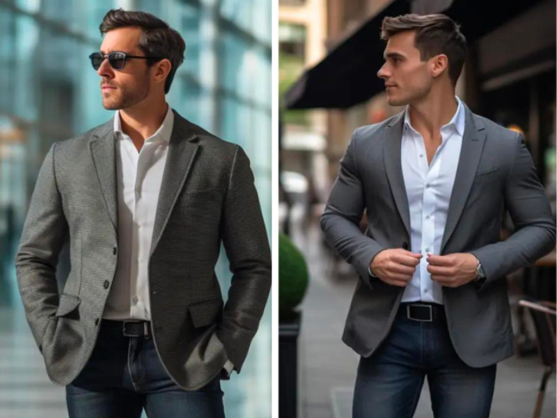 Phối blazer và quần jean