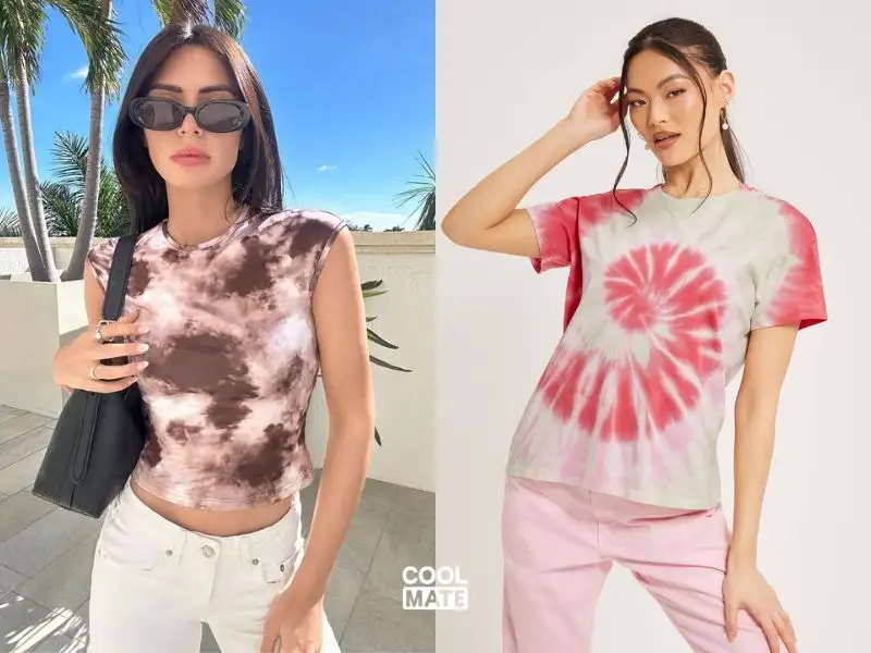 Phối áo họa tiết tie-dye theo phong cách y2k