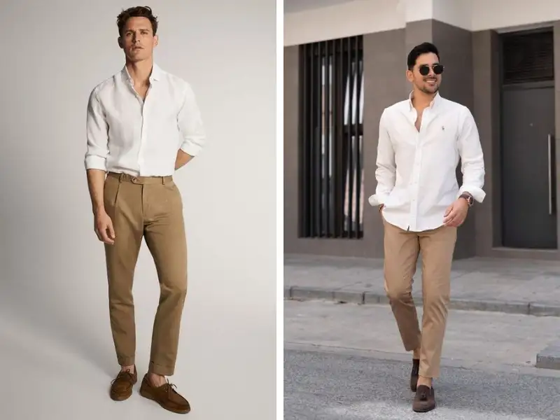 Sơ mi slimfit và quần vải là outfit đáng để thử