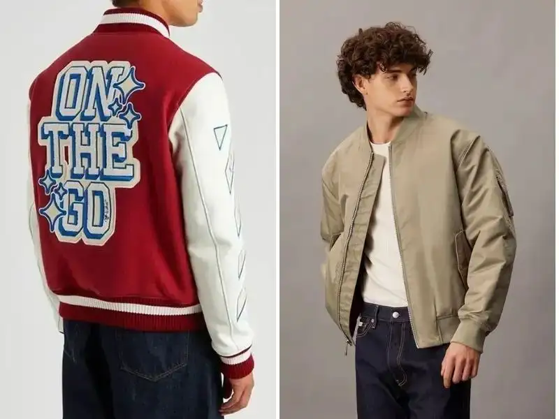 Màu sắc của áo khoác varsity tươi sáng và rực rỡ hơn so với áo bomber 