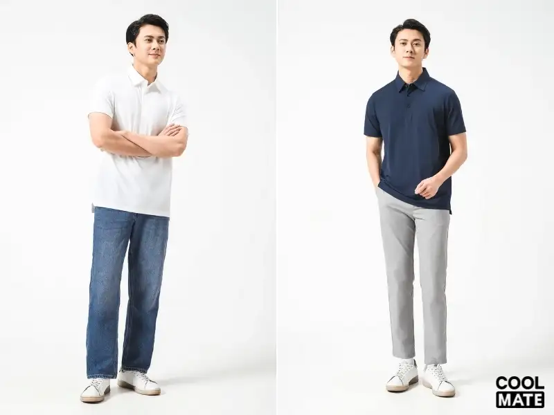 Phối áo Polo cùng quần Jeans và quần Âu