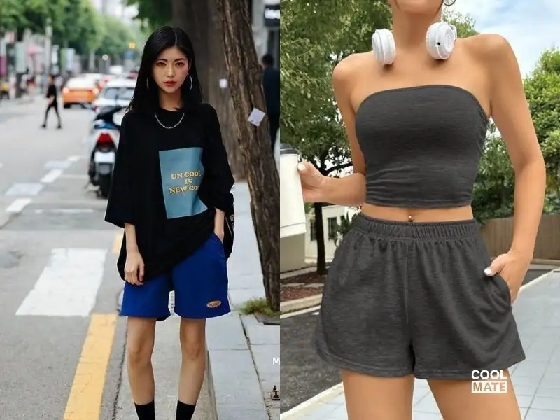 sporty chic phối với quần thể thao ngắn