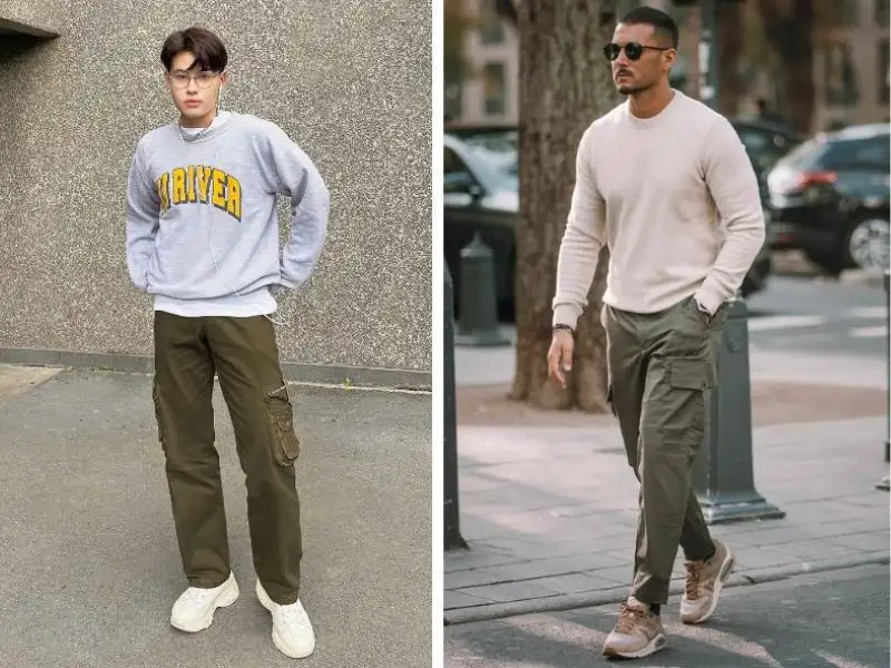 Quần túi hộp với áo sweater trẻ trung, sôi nổi