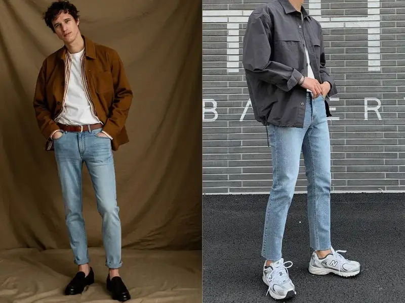 Phối áo khoác cùng quần jean slim-fit