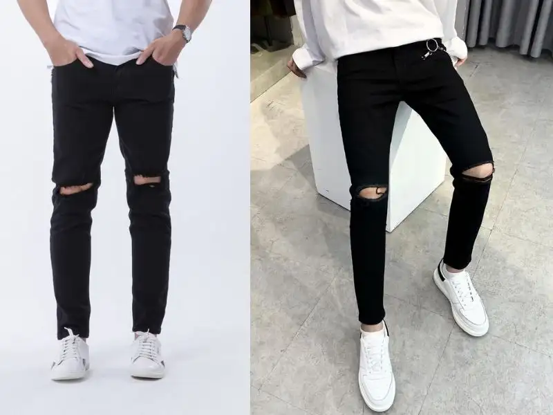 Quần jean slim fit rách gối mang đến phong cách sành điệu và cá tính 