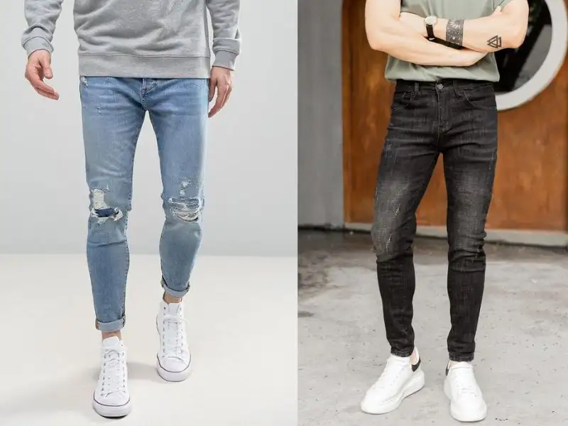 Quần jean nam slim fit wash là đặc trưng của thời trang đường phố bụi bặm 